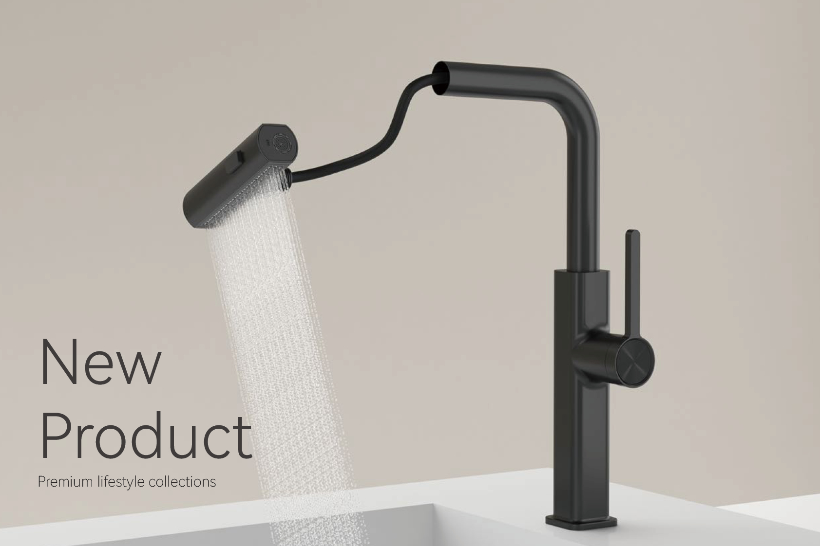 Flying Rain Black Kitchen Faucet KF03037 МБ