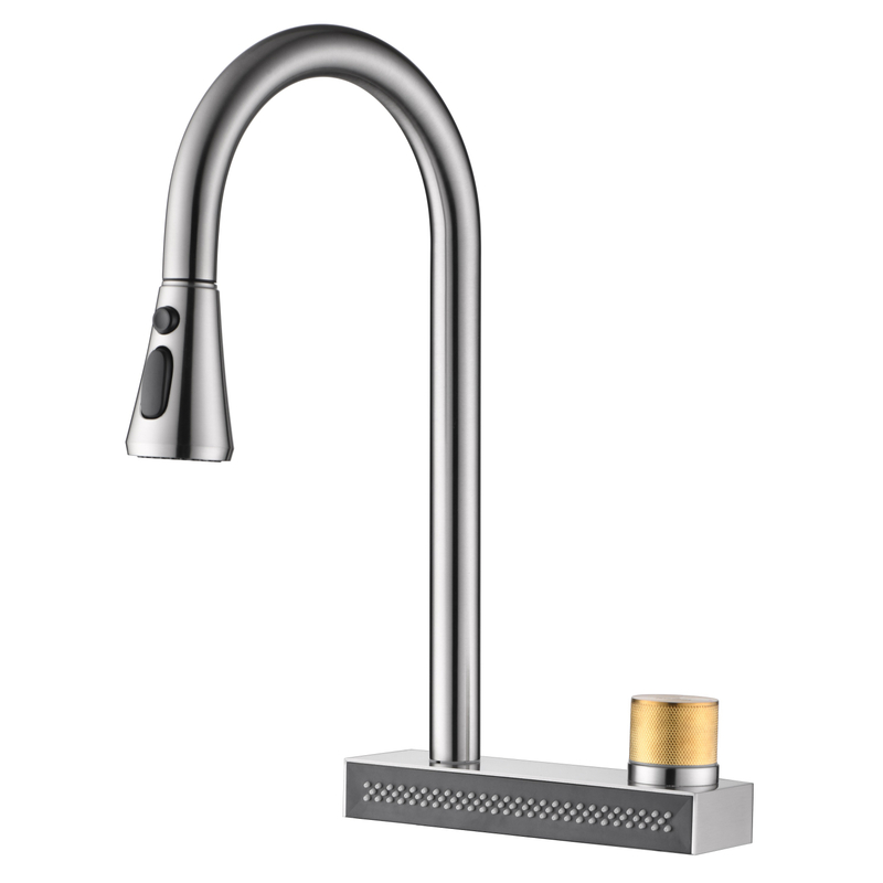 Хитрый матовой черный вытягивающий кухонный смеситель вытягивает спрынок