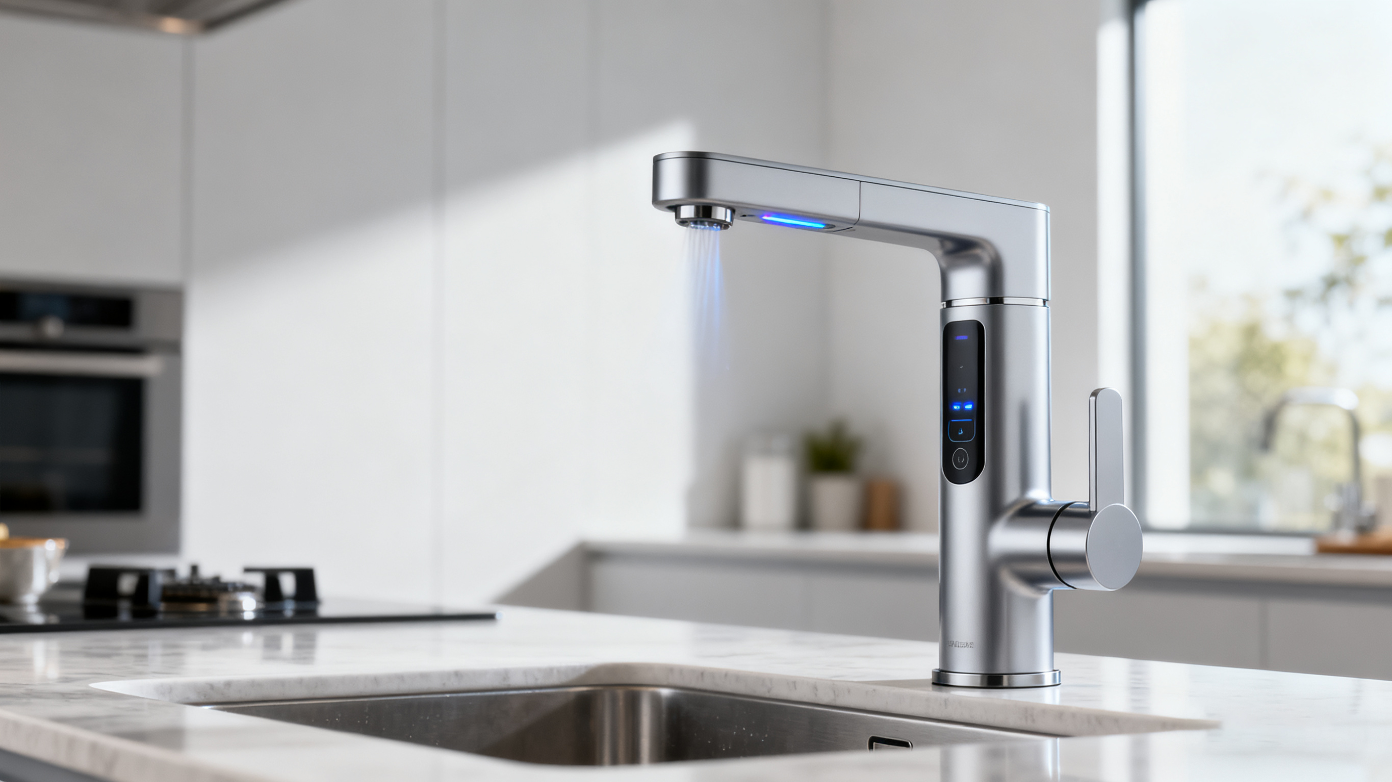 Беззвучный стятный кухонный смеситель