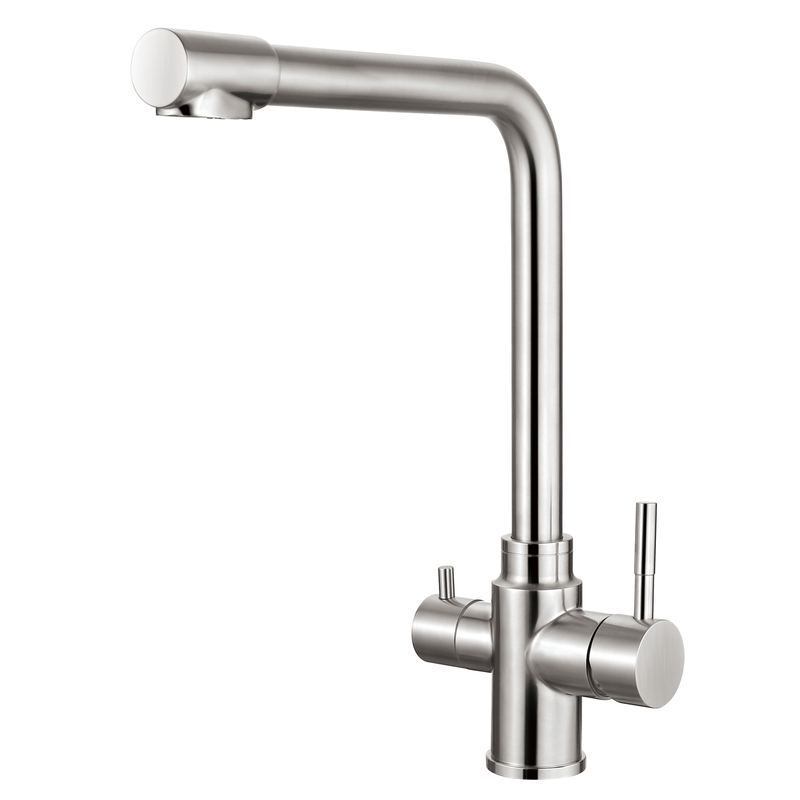 Хитровая ручка с матовыми никельными кухнями нажатие Очищенное водопровод