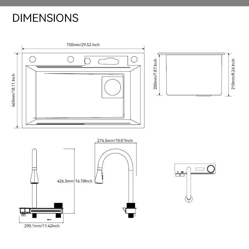 Samliyu Kitchen Waterfall под домом Большая одиночная раковина S.S304.
