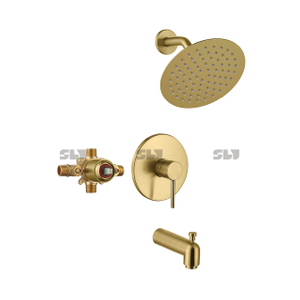 Sly Symer System System Mrate Gold Caucet набор с ванной (вход в клапан) многофункциональный настенный душ комбинированные настенные душевые ванны
