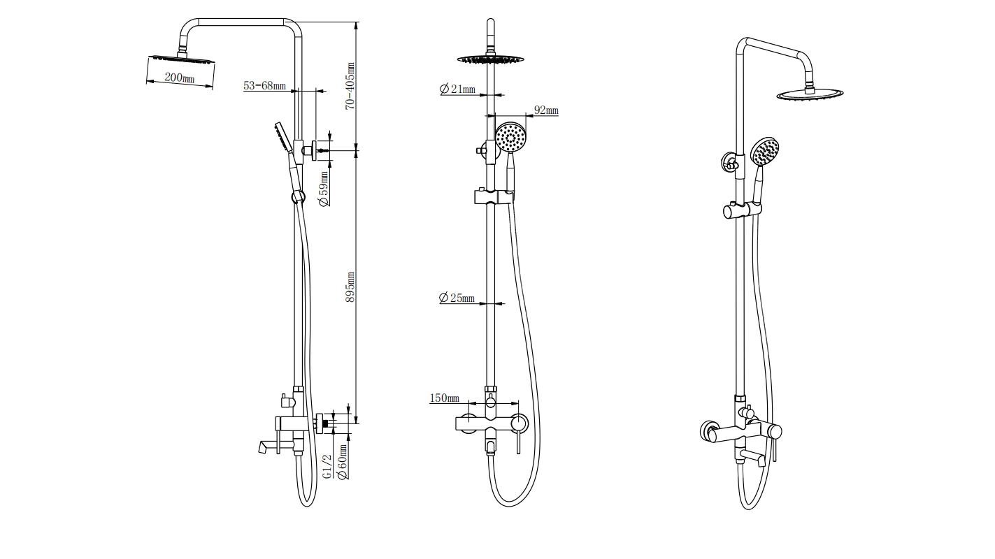 набор смесителей для ванны и душа