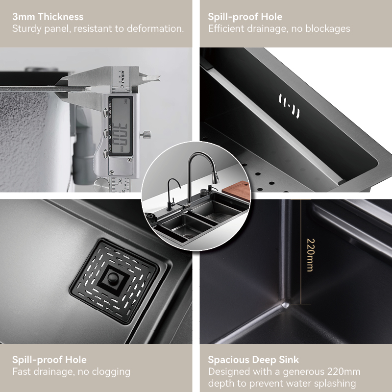 Samliyu Kitchen Waterfall под домом Большая одиночная раковина S.S304.
