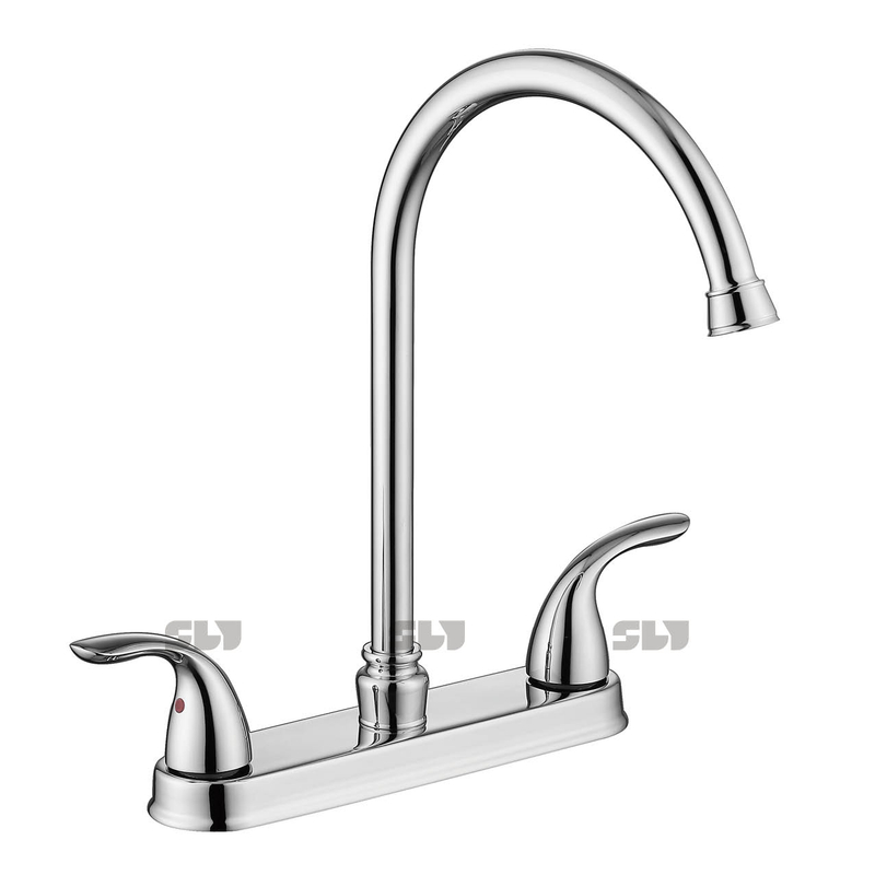 SLY Modern Two Handle 8-дюймовый кухонный смеситель из матового никеля с высокой дугой