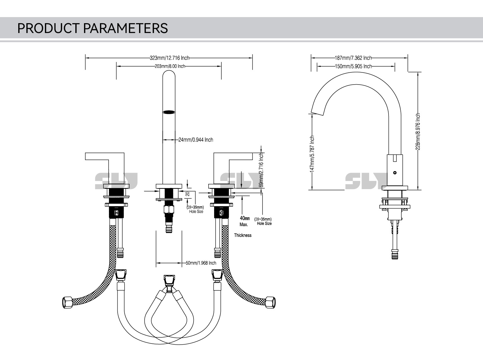 смеситель для ванной на 3 отверстия