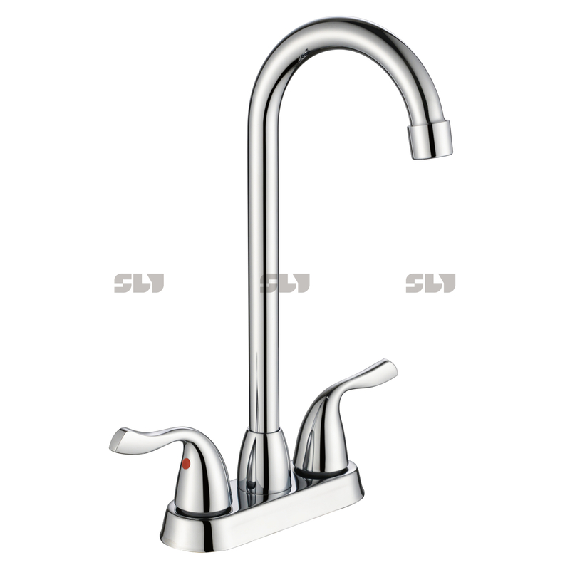 Хитровая высокая громкая никелевая ванная комната кухонная кран двойная ручка высококачественная носика 4 -дюймовая раковина тщеславия