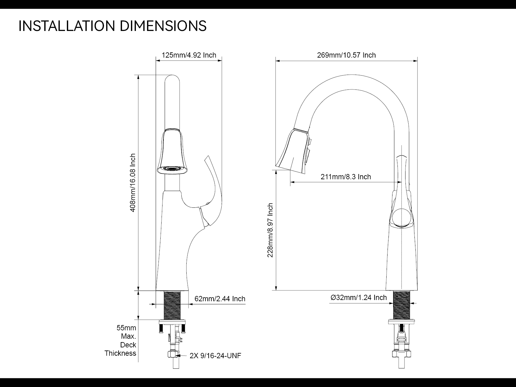 Кухонный кран из нержавеющей стали 304